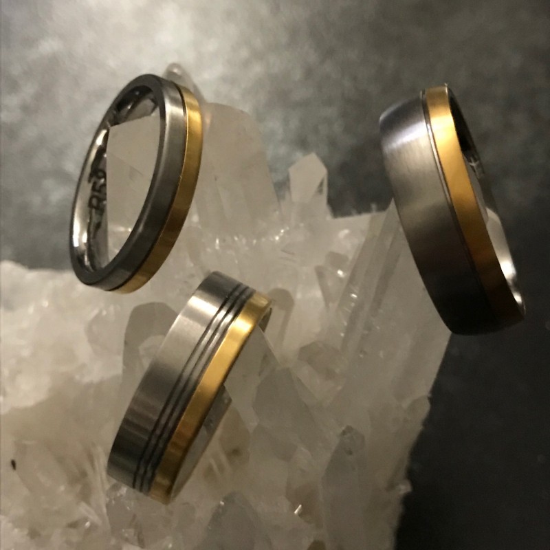 Alliance homme or et acier