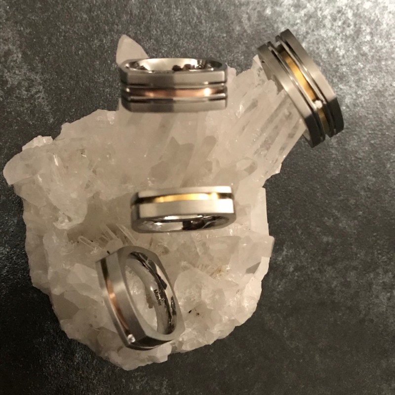 Alliance homme or et acier