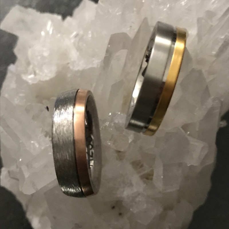 Alliance homme or et acier