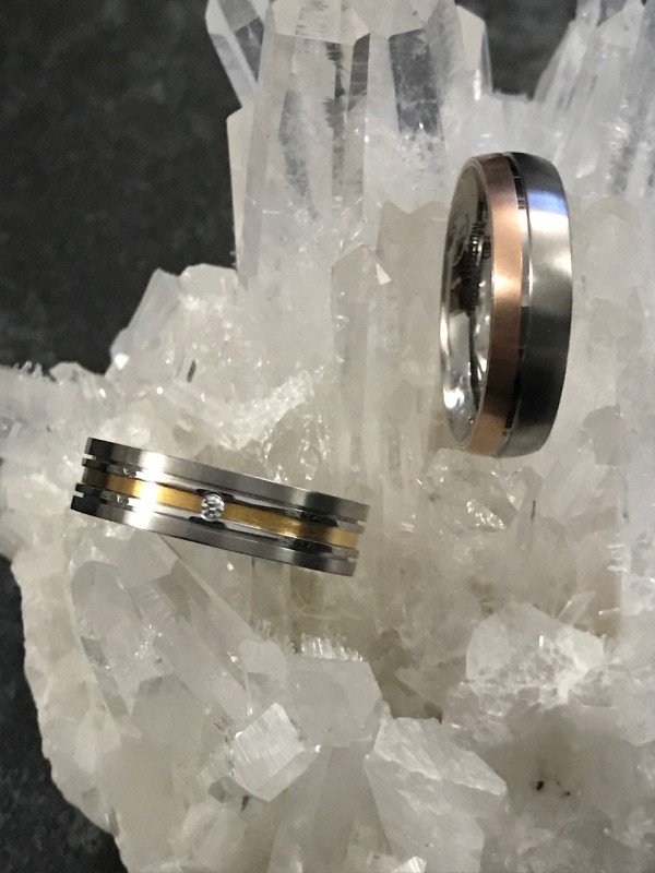 Alliance homme or et acier