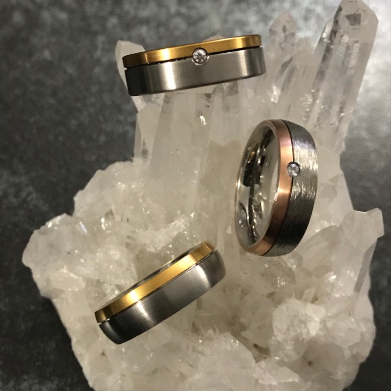 Alliance homme or et acier