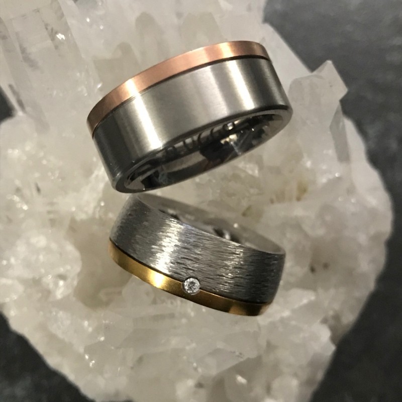 Alliance homme or et acier