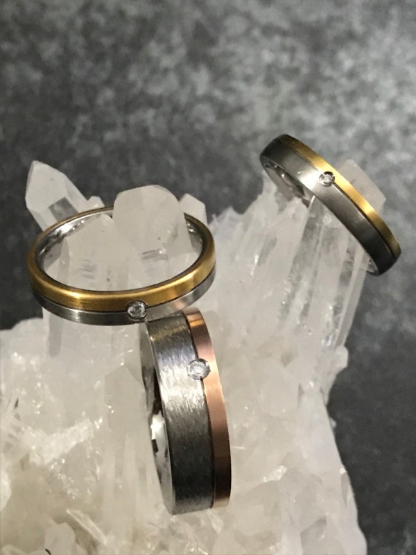 Alliance homme or et acier